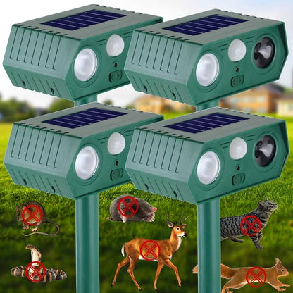 Cat Repellent Outdoor,Solar Animal Repellent Outdoor, Deer, Squirrel, Mouse Ultrasonic Repellent Etc,Devices Motion Detection Waterproof with LED Flash Lights for Yard Farm Garden (1)