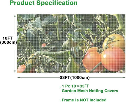 Garden Mesh Netting 10'x33' Plants Covers Ultra Fine Bug Cover Keep Trees Vegetables Fruits from Cicada Mosquito Netting for Patio Crops Flowers Protection Cicada Insect Net (White)