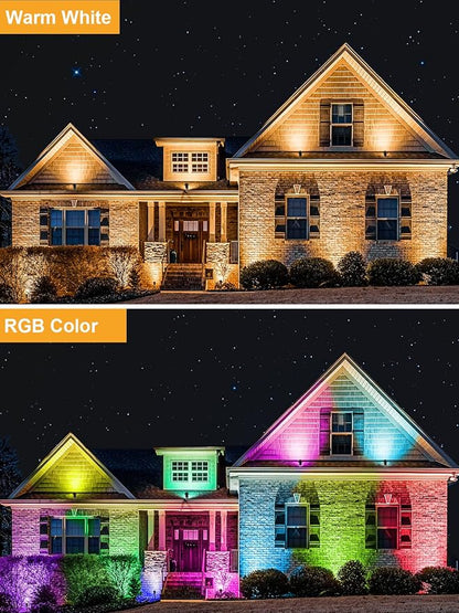 ZUCKEO 12W RGB Low Voltage Landscape Lights, LED Color Changing Landscape Lighting, IP66 Waterproof Outdoor Spotlight, 12V 24V Christmas Decorative Light for Yard Garden Path(12Pack)