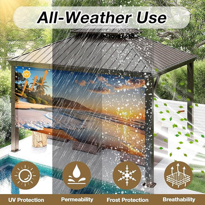 Artpuch Custom Design Backdrop Screen for Gazebo, Full-Color Printed Shade Cloth with UV Protection, PVC Sun Shade Cover for Pergola, Patio, Outdoor, Backyard, Garden, Balcony