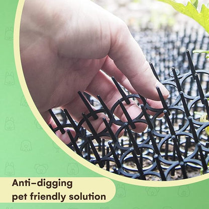 Homarden Black Scat Mat for Cats - 13ft x 11" Plastic Cat Deterrent with Spikes and 12 Garden Staples - Indoor and Outdoor Mat to Protect Furniture and Gardens