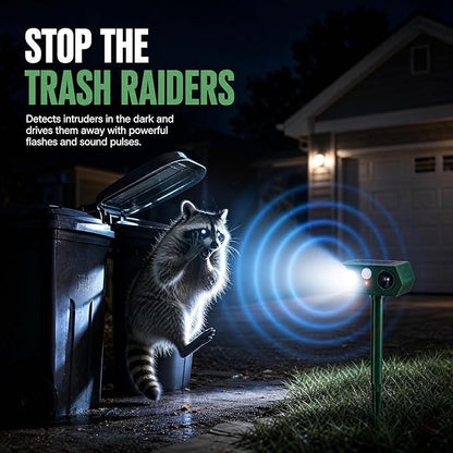 2026 Sonic Fortress Pro Deer Repellent Devices, Solar Ultrasonic Racoon Squirrel Repellent Outdoor Motion Activated Animal Repeller Cat Deterrent Light to Scare Rabbit Skunk Dog Out of Garden Yard(4)