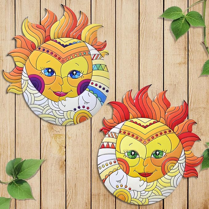 Metal Sun Wall Art Decor,13inches Sun Wall Art Hanging Decoration for Indoor and Outdoor for Room Garden Porch Fence Balcony Patio Decor