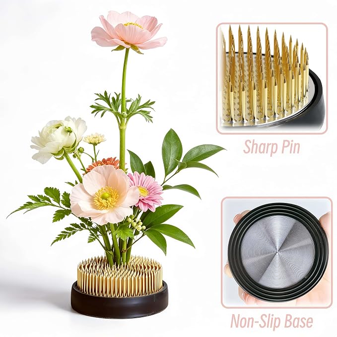 Ceramic Flower Pot Flower Arrangement Set Japanese Ikebana Floral Art Supplies Handmade Flower Bowl Decorative Flower Vase for Centerpieces (Small Black)