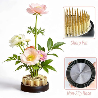 Ceramic Flower Pot Flower Arrangement Set Japanese Ikebana Floral Art Supplies Handmade Flower Bowl Decorative Flower Vase for Centerpieces (Small Black)
