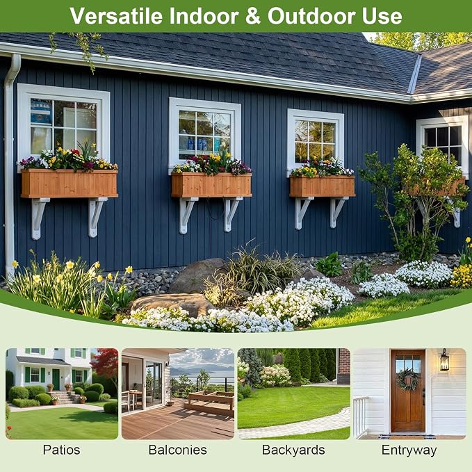 Giantex Outdoor Raised Garden Bed, 28” x 10” x 10” Pine Wood Planter Box with 3 Drainage Holes, Removable Bottom & Bed Liner, Rectangular Flower Container for Vegetables, Herbs, Indoor & Outdoor