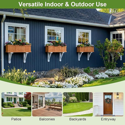 Giantex Outdoor Raised Garden Bed, 28” x 10” x 10” Pine Wood Planter Box with 3 Drainage Holes, Removable Bottom & Bed Liner, Rectangular Flower Container for Vegetables, Herbs, Indoor & Outdoor
