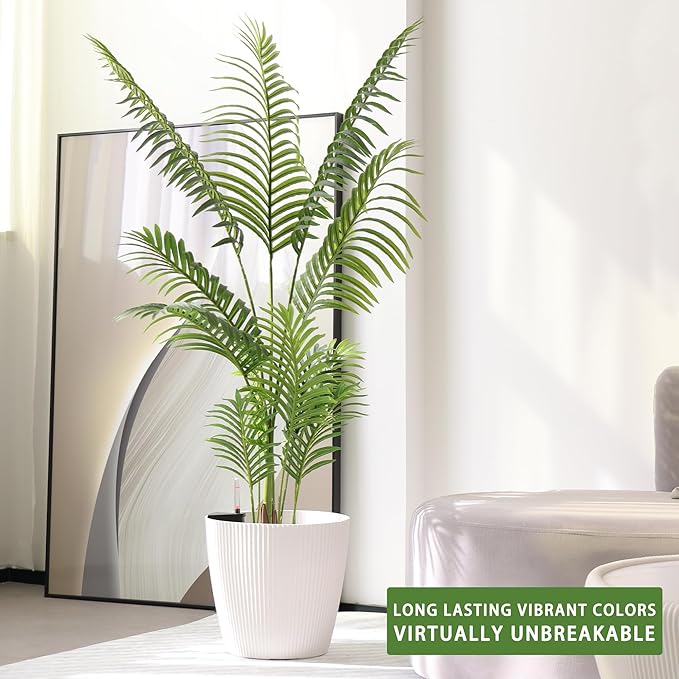 Dexceder 13x12 Self Watering Planters Indoor (2 Pack, White) | Inner Mat Design, Floor Standing Flower Plant Pot with Water Level Indicator