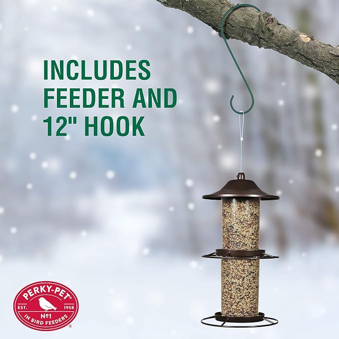 Perky-Pet Large 2-Tier Panorama Wild Bird Outdoor Feeder with Hanging Hook - 325SCOMBO-1SR - 4.5 lb Seed Capacity - Durable Construction - Versatile Hanging with Included Hook
