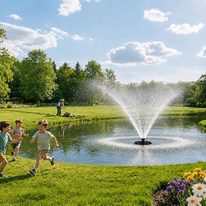 Pond Fountain Aerator, 1HP 110V 750W Floating Pond Fountain, With 100 FT Power Cord，Waterproof Timer，2x100 FT Traction Rope，Floating Water Fountains for Ponds
