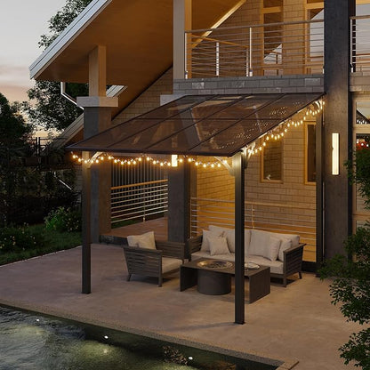 Shintenchi 10’x 8’ Gazebo for Patio on Clearance,Hard Top Lean to Gazebo Pergola with UV Protection Roof,Large Wall-Mounted Heavy Duty Awnings for Patio, Decks, Backyard and More