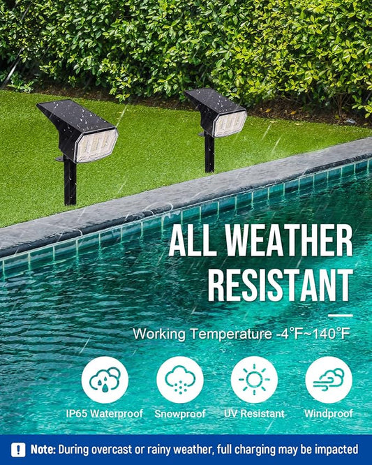AUDERWIN Solar Lights Outdoor Waterproof IP65, 63 LED 3 Lighting Modes Solar Powered Yard Garden Spot Lights for Outside Landscape- 3 Pack (Cool White)