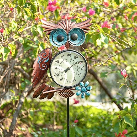 MUMTOP Outdoor Thermometer, Owl Outside Decor for Patio, Yard and Garden | No Battery Needed, Waterproof, Indoor and Outdoor, Easy to Read, Gifts Idea
