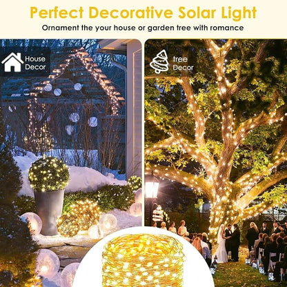 Extra-Long Solar String Lights for Outside, 6 Pack 600LED Solar Fairy Lights Outdoor Waterproof, Copper Wire with 8 Modes Solar Twinkle Lights for Tree Garden Party Patio Xmas Decor (Warm White)