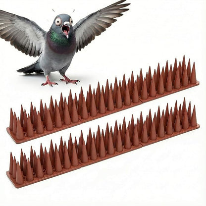 Bird & Animal Deterrent Spikes, 20 Packs Outdoor Plastic Spike Strips for Roof, Ledges, Fence, Walls & Railing, Humane Squirrel, Raccoon & Pigeon Barrier, 20 FT Coverage, Brown
