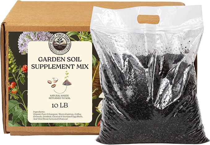 Garden Soil Supplement Mix, Potting Soil Outdoor Plants, Infused with Worm Castings & Vital Blend Activated Charcoal, All-Purpose Potting Soil for Vegetables and Plants, 10 lb Box