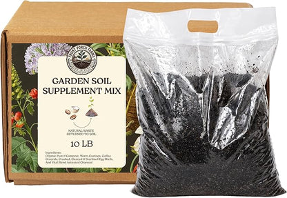 Garden Soil Supplement Mix, Potting Soil Outdoor Plants, Infused with Worm Castings & Vital Blend Activated Charcoal, All-Purpose Potting Soil for Vegetables and Plants, 10 lb Box