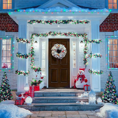 JMEXSUSS 2 Pack Solar Christmas Lights, Total 400LED, Red White and Green | Outdoor Waterproof, 151FT 8 Modes Solar String Lights for Outside Patio Yard Garden Tree Christmas Decorations