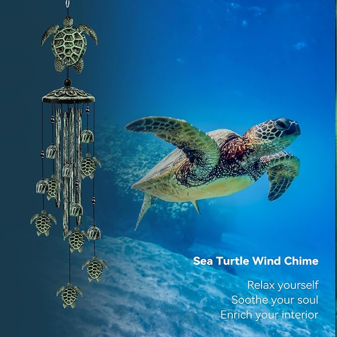 35" Turtle Wind Chimes for Outside, Turtle Wind Chimes Gifts for Mother's Day, Garden Decor for Outdoor Porch Patio Home Yard Decorations ﻿