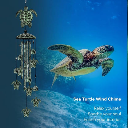 35" Turtle Wind Chimes for Outside, Turtle Wind Chimes Gifts for Mother's Day, Garden Decor for Outdoor Porch Patio Home Yard Decorations ﻿