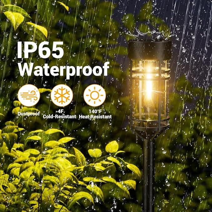 Amzarp 8 Pack Solar Garden Lights, Bright LED Solar Pathway Lights Outdoor IP65 Waterproof Rugged Shatterproof Auto On/Off for Landscape Garden Yard Walkway Driveway Lawn Lighting (3000K Warm White)