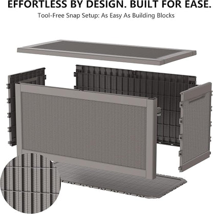 Outdoor Storage Box, 320 Gallon Waterproof Deck Box [Upgraded 3.0], Dual Gas-Spring Ultimate Resin Organizer for King Cushions, Heavy-Duty Lockable Estate Storage Bench, Backyard BBQ, Grey
