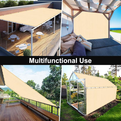 Artpuch 90% Sun Shade Cloth, 8 x 8 FT Pergola Shade Cover Canopy with Grommets, Sun Screen Fabric Tarp for Patio, Outdoor, Garden, Backyard, Wheat