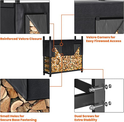 Ultrawall 4ft Heavy Duty Firewood Rack with Waterproof Cover, Freestanding Wood Log Holders for Firewood, Indoor/Outdoor Wood Storage Rack