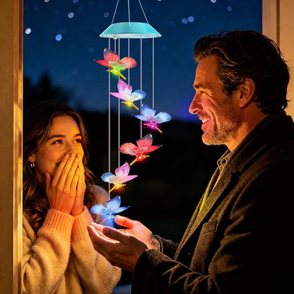 Toodour Solar Wind Chime, Color Changing LED Swaying Butterfly Wind Chimes, Upgrade Butterfly with Fluttering Wings, Waterproof Solar Outdoor Light Decor for Garden Window Patio, Gift for Mom Grandma