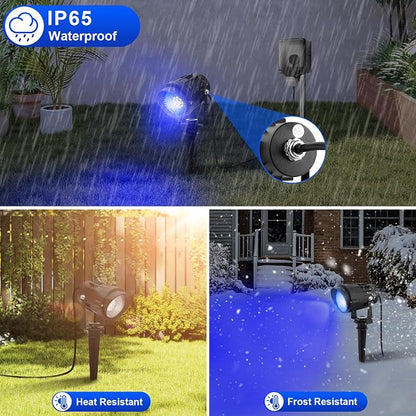 Blue Landscape Lights Outdoor, 14 LED Landscape Lighting with US Plug, IP65 Waterproof Spotlights for Tree Yard Garden Pathway Halloween Christmas Decor 2 Pack