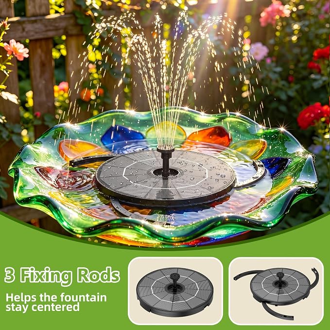 AISITIN Solar Bird Bath Fountain with 6 Nozzles & DIY Separated Design & 3 Anti-Drift Bracket, 2026 Upgrade Free Standing Solar Fountain for Bird Bath, Fish Tank, Garden, Pond, Yard and Outdoor Decor