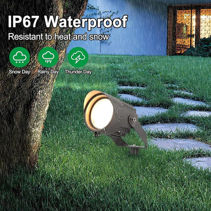 Led Landscape Outdoor Spot Light with Anti-glare Cap - Heavy Duty Waterproof IP67 120V Accent Light 270⁰ Adjustable Mount, 3000K Thickened Aluminum Spotlight for Bldg Yard Garden Tree (24 Watts)