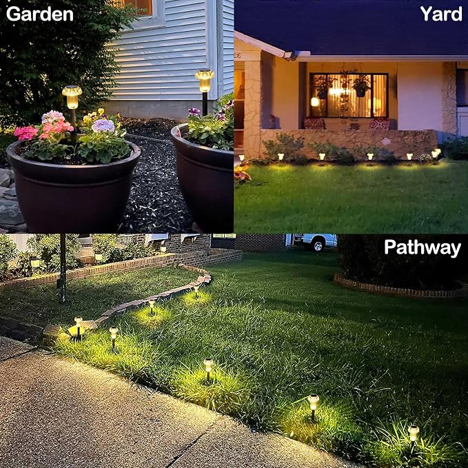 Solar Pathway Lights Outdoor 16 Pack Solar Mushroom Lights Outdoor Outside LED Lighting Stake Waterproof for Path, Lawn, Garden,Driveway, Landscape,Backyard,Courtyard(Warm White)