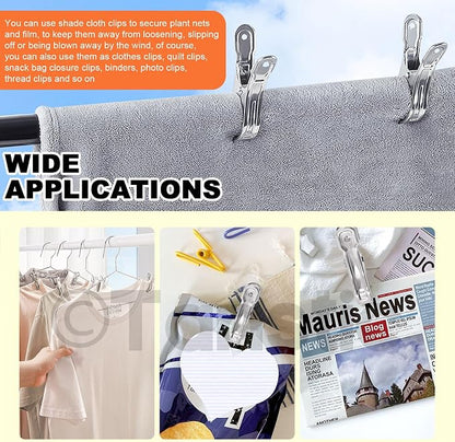 Tanstic 40Pcs 3.5 Inch Stainless Steel Greenhouse Clamps Garden Clips Greenhouse Clips Heavy Duty Garden Clips with Strong Grip and Large Open Mouth for Netting Holding