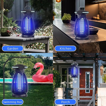 Electric Bug Zapper Outdoor, 4200V Mosquito Zapper with 20W UV Light, Plug-in Insect Killer with Removable Tray, Hanging Fly Trap for Patio, Porch, Backyard, Garage and Indoor Use