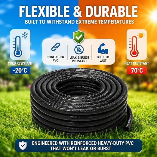 75 FT 1/2 Inch Drip Irrigation Tubing Kit:Premium Garden and Landscape Watering System-Drip Irrigation Hose with 2 Quick Connector 4-Way Connector,2 Quick Connector 6-Way Connector and Tube Cap