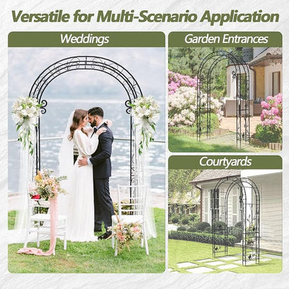 Garden Arch – 51"(L) x 88"(H) Metal Arbor, Thickened Rust-Proof Steel Pipe, Garden Gate Arch for Backyard Entry, Trellis for Climbing Plants Outdoor, Walkway Arbor for Yard, Patio, Courtyard