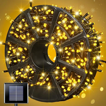 JMEXSUSS 600 LED Solar Christmas Lights, 206.7ft Warm White String Lights | Christmas Lights Outdoor Waterproof, 8 Modes Solar String Lights for Yard Patio Tree Garden Wedding Party Christmas Decor