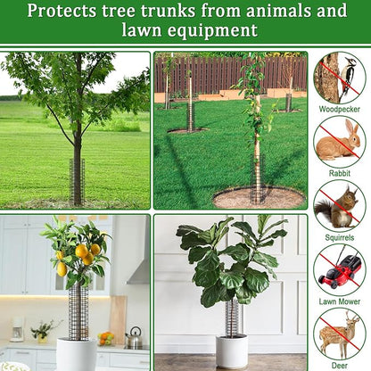 6Pcs Tree Trunk Protector, 16.5'' H Metal Mesh Tree Bark Protector with Zip Ties Metal Stakes and Gloves,Expandable Plant Trunk Guard Protectors for Deer Rabbit Rodents Mowers