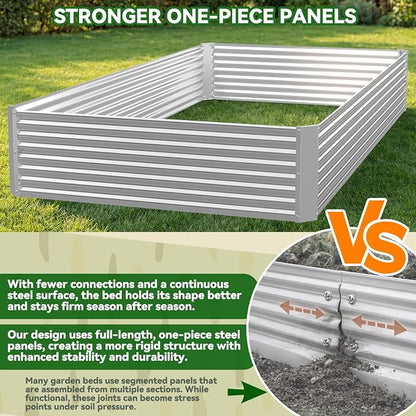 3 Pack Raised Beds for Gardening, Corrugated Galvanized Steel Raised Garden Bed, Outdoor Metal Above Ground Garden Bed for Vegetables and Flowers-4x2FT(Rectangular)