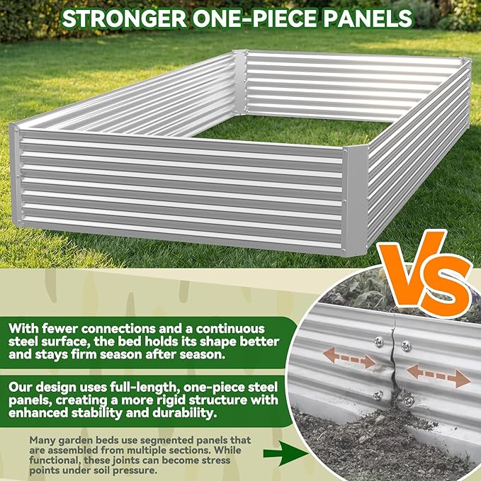 4 Pack Corrugated Galvanized Steel Raised Garden Bed Outdoor, Metal Above Ground Garden Bed for Vegetables and Flowers, Rectangle Raised Beds for Gardening-4x2FT