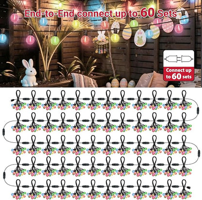 LAMPHOME 2 Pack LED Outdoor String Lights, 26FT Patio Lights with 12+1 Edison Shatterproof Bulbs, UL Waterproof Connectable Dimmable Multicolor Outside Easter Lights for Backyard Porch Decor