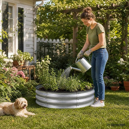 Aoodor 9" Tall 30" Metal Raised Garden Bed, Outdoor Planter Box and Raised Garden Kit for Vegetables, Flowers, Arugula and Herbs, Silver