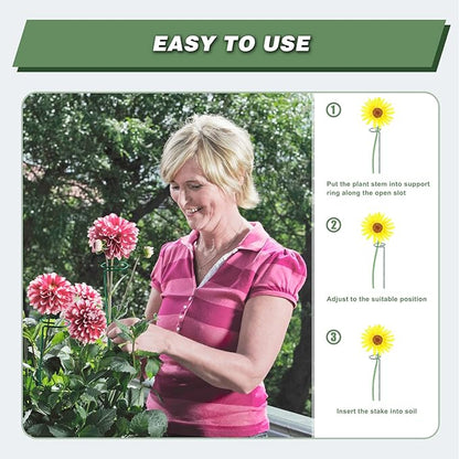 20 Pack 16 Inch Plant Support Stakes for Outdoor Plants and Indoor Flowers | Includes 24 Twist Ties, Sturdy metal, Rust-proof, Supports Hibiscus, Sunflower, Red Hot Poker, Hydrangea, Tomato, and more