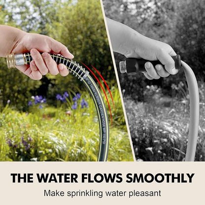 Lightweight Rubber Garden Hose 100 ft, 5/8" Hybrid Rubber Hose with Solid Brass Fitting, Water Hose Pipe for Outdoor, Cleaning & Washing
