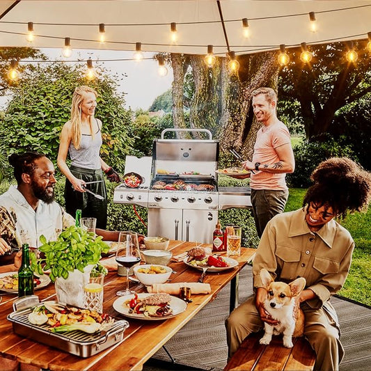 Svater Outdoor String Lights LED 60 FT, Patio Globe Lights with 32 Plastic G40 Bulbs, Waterproof Dimmable Outside Hanging Light for Backyard Bistro Cafe Porch Party Decor, 2700K Warm White