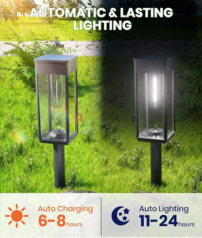 BITPOTT Solar Pathway Lights Outdoor,Bright Solar Lights for Outside, Waterproof Auto On/Off Garden Lights Solar Powered Landscape Lights for Yard Walkway Driveway Lawn (Cool White, 12 Pack)