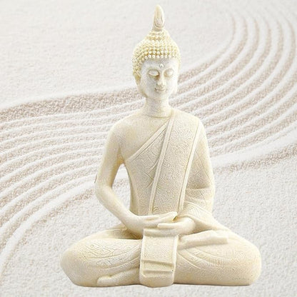 Bellaa Buddha Statue Zen Home Decor Mindfulness Meditation Sculpture Peace Harmony Dhyana Mudra Sitting Blessing Altar Figurine White
