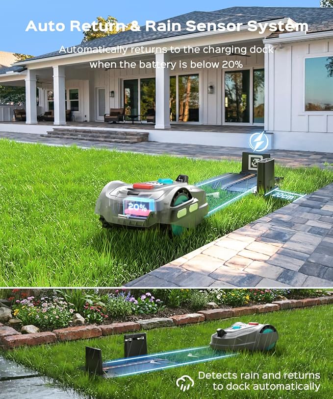 YARDCARE 2026 New M800Plus Robot Lawn Mower, GPS & 3D Vision, with 32.8 ft Magnetic Stripe, Obstacle Avoidance, Auto-Charging, APP Control, Bow-Shaped Mowing for Lawns up to 8611 sq.ft (Deep Gray)