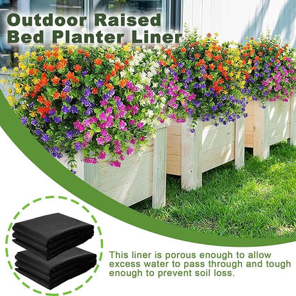 2 Pack Raised Garden Bed Liner, Raised Garden Bed Liner Non Woven, Fabric Planter Liner for Greenhouse Vegetable Gardening, Cuttable Plant Liner with Soil Containment & Water Drainage
